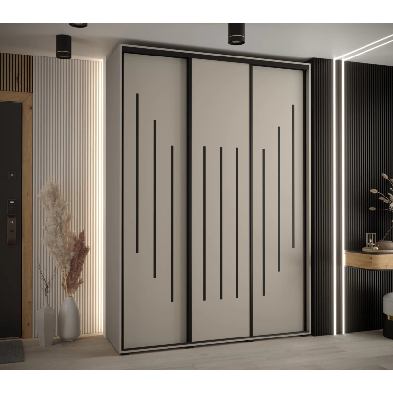 Šatní skříň INDIRA 8 - 180/45 cm, kašmír / černá