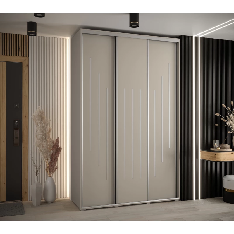 Šatní skříň INDIRA 8 - 150/45 cm, kašmír / stříbrná