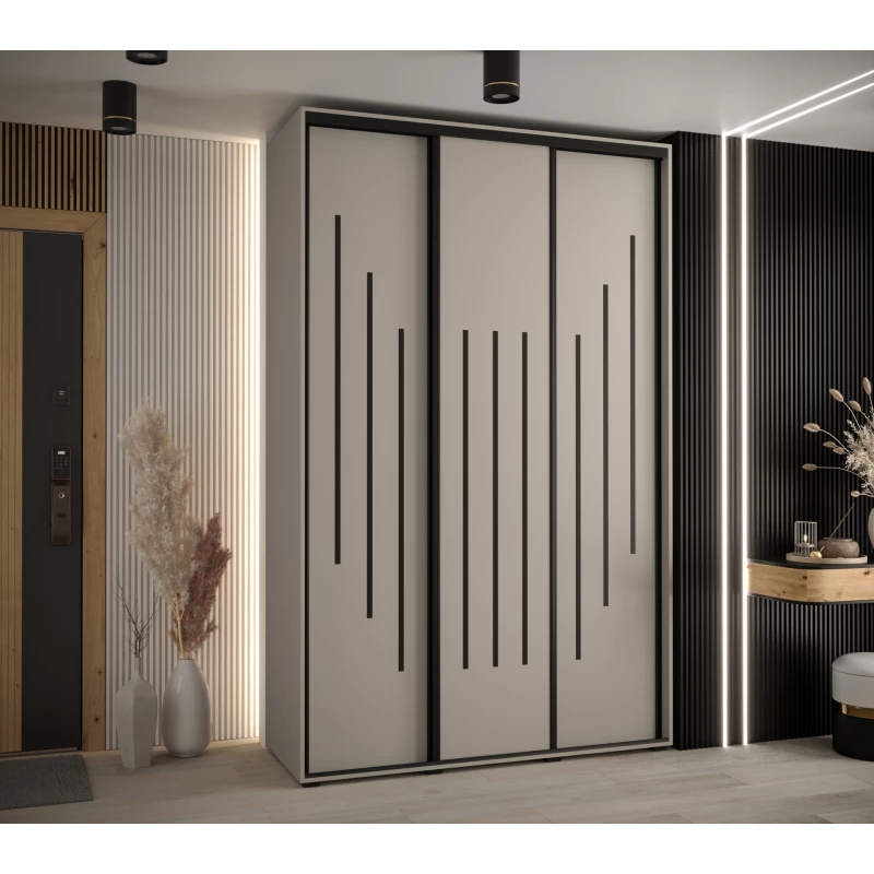 Šatní skříň INDIRA 8 - 150/45 cm, kašmír / černá