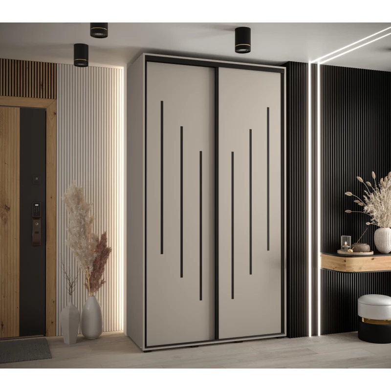 Šatní skříň INDIRA 8 - 140/45 cm, kašmír / černá