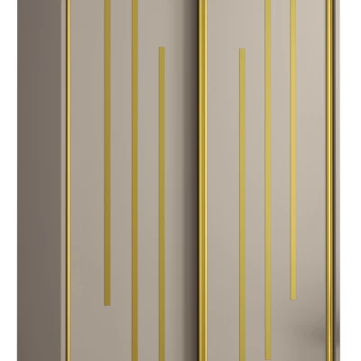 Šatní skříň INDIRA 8 - 120/45 cm, kašmír / zlatá