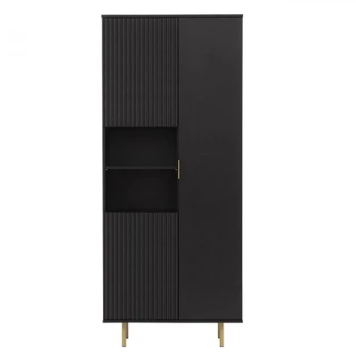 Vysoký policový regál IREDELL - zlatý / matný černý