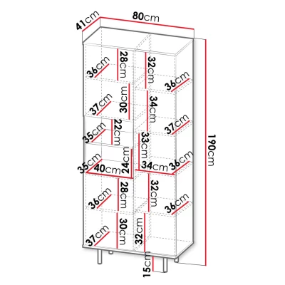 Vysoký policový regál IREDELL - zlatý / matný černý