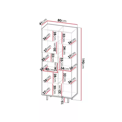 Vysoký policový regál IREDELL - zlatý / matný černý