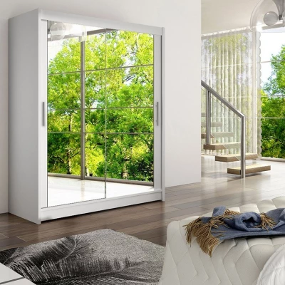 Šatní skříň se zrcadlem 150 cm ELADIO 11 - bílá