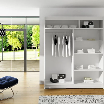 Šatní skříň se zrcadlem 150 cm ELADIO 11 - bílá