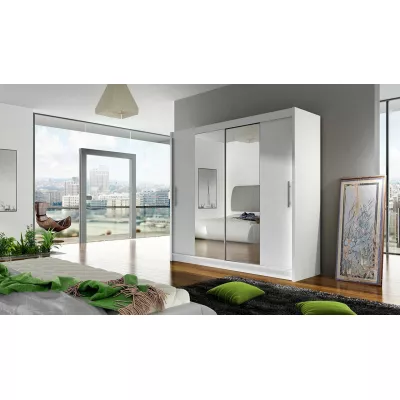 Vysoká šatní skříň se zrcadlem 180 cm FLORENCIO 2 - bílá