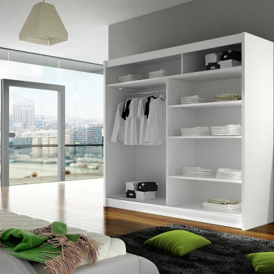 Vysoká šatní skříň se zrcadlem 180 cm FLORENCIO 2 - bílá