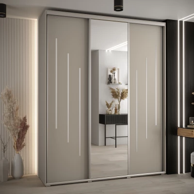 Šatní skříň INDIRA 9 - 190/45 cm, kašmír / stříbrná