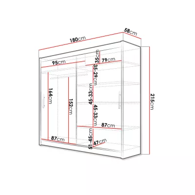Vysoká šatní skříň 180 cm s posuvnými dveřmi FLORENCIO 1 - dub sonoma