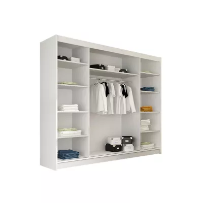 Vysoká šatní skříň se zrcadlem 250 cm HORTENSIA 3 - bílá