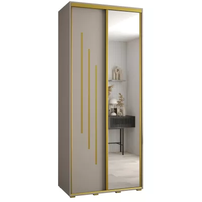 Šatní skříň INDIRA 9 - 120/45 cm, kašmír / zlatá