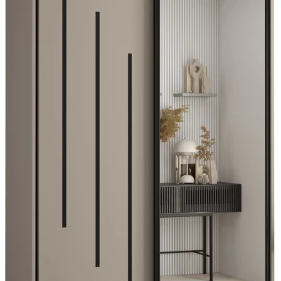 Šatní skříň INDIRA 9 - 130/45 cm, kašmír / černá
