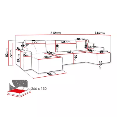 Rozkládací sedací souprava do U MILICAN - světlá šedá