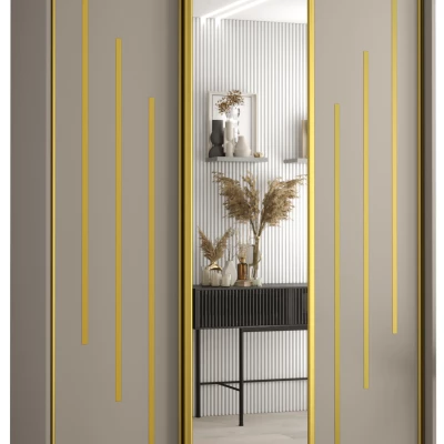 Šatní skříň INDIRA 9 - 150/45 cm, kašmír / zlatá