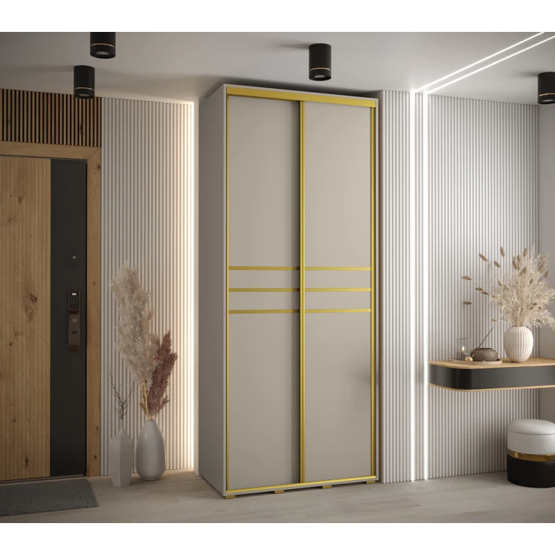 Šatní skříň INDIRA 10 - 100/45 cm, kašmír / zlatá
