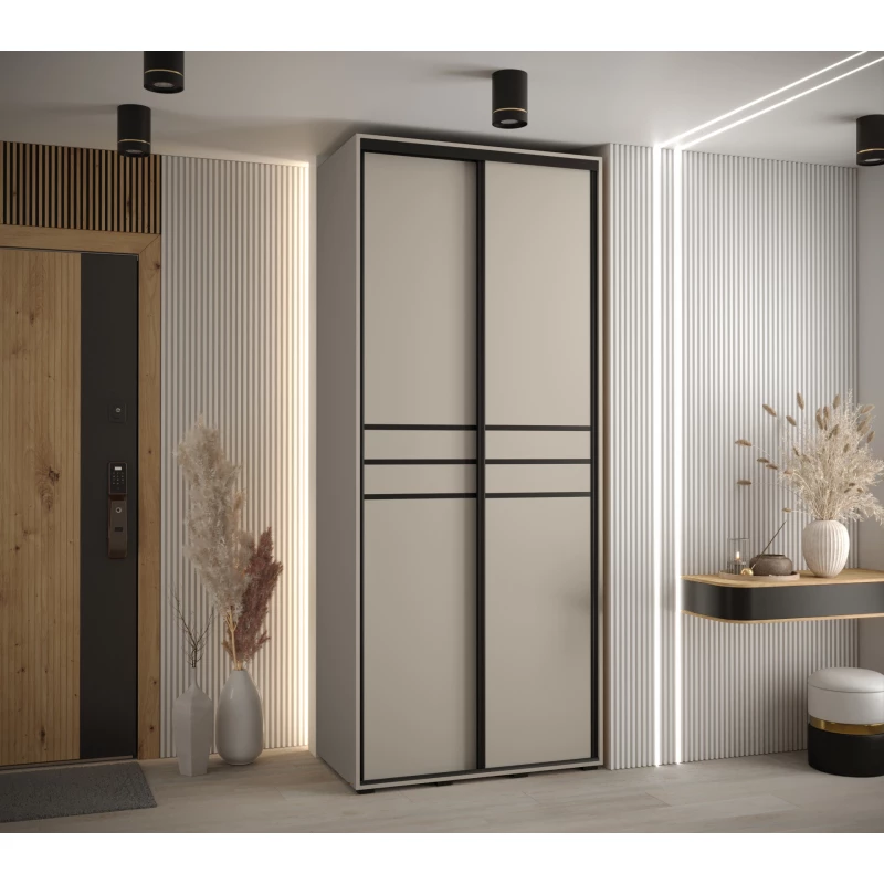 Šatní skříň INDIRA 10 - 120/45 cm, kašmír / černá