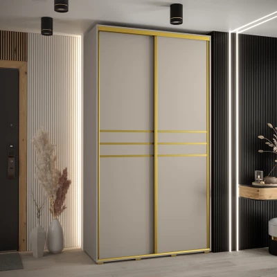 Šatní skříň INDIRA 10 - 130/45 cm, kašmír / zlatá