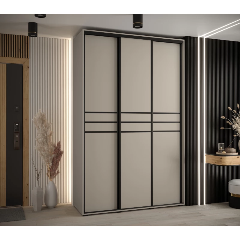 Šatní skříň INDIRA 10 - 160/45 cm, kašmír / černá