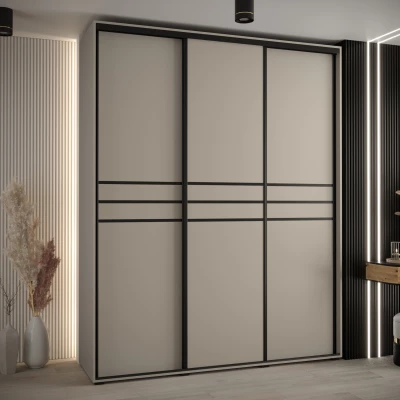 Šatní skříň INDIRA 10 - 190/45 cm, kašmír / černá