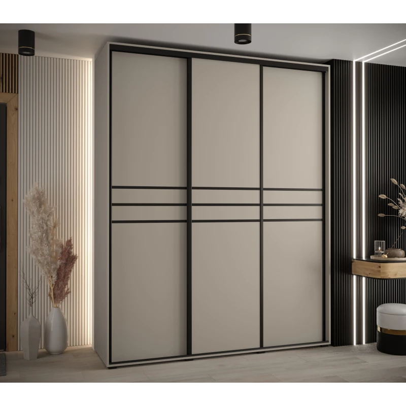 Šatní skříň INDIRA 10 - 190/45 cm, kašmír / černá