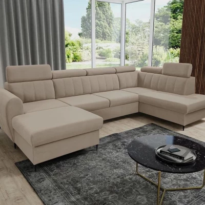 Sedačka na každodenní spaní do U LAKEWAY XL - béžová, levý roh