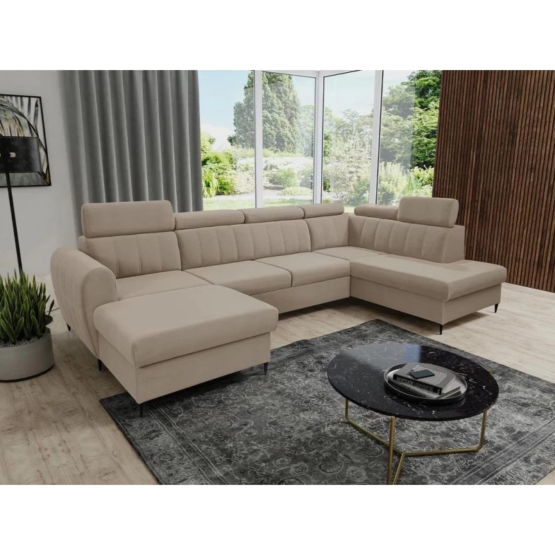 Sedačka na každodenní spaní do U LAKEWAY XL - béžová, levý roh