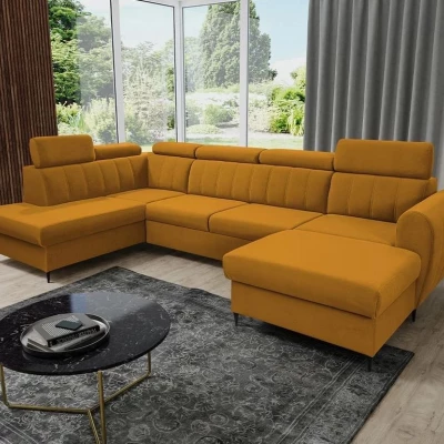 Sedačka na každodenní spaní do U LAKEWAY XL - hořčicová, pravý roh