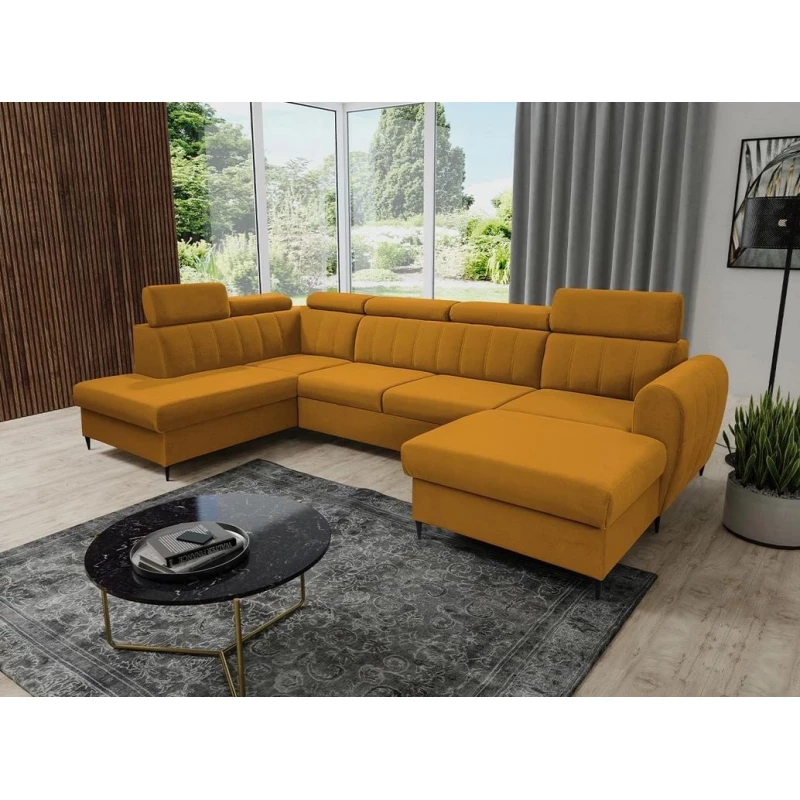 Sedačka na každodenní spaní do U LAKEWAY XL - hořčicová, pravý roh