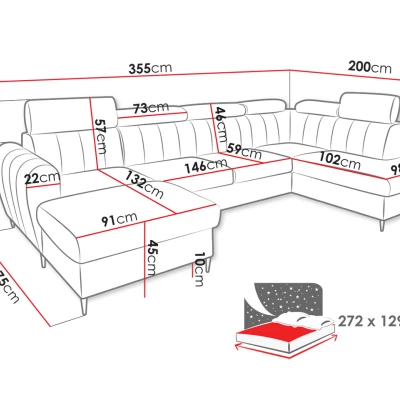 Sedačka na každodenní spaní do U LAKEWAY XL - hořčicová, pravý roh