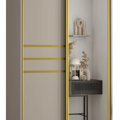 Šatní skříň INDIRA 11 - 120/45 cm, kašmír / zlatá