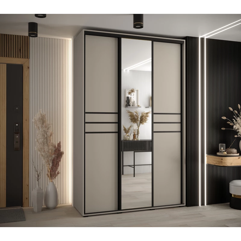 Šatní skříň INDIRA 11 - 150/45 cm, kašmír / černá