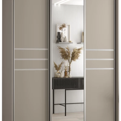 Šatní skříň INDIRA 11 - 150/45 cm, kašmír / stříbrná