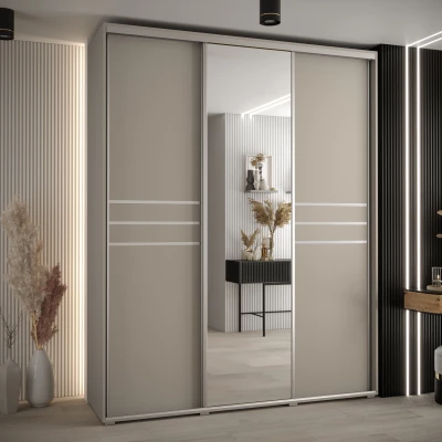 Šatní skříň INDIRA 11 - 200/45 cm, kašmír / stříbrná