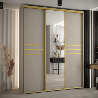 Šatní skříň INDIRA 11 - 190/45 cm, kašmír / zlatá