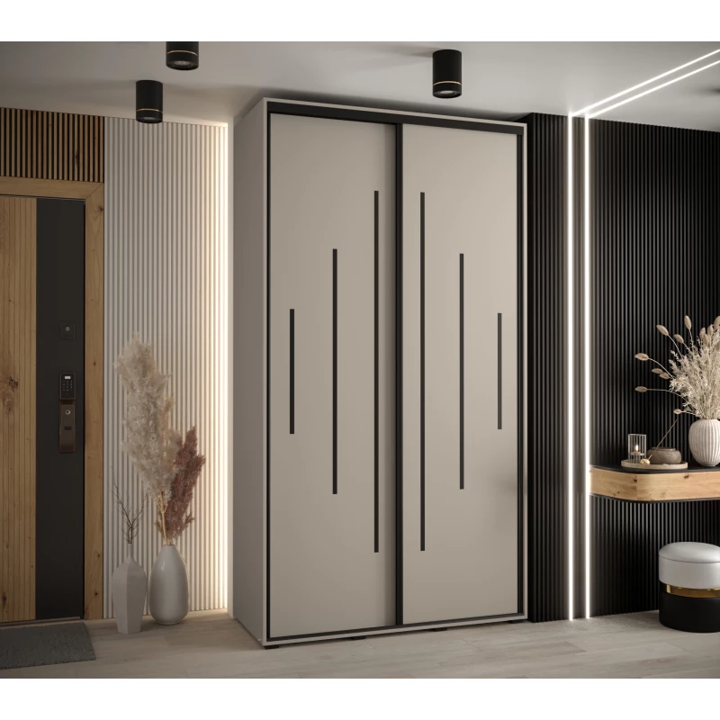 Šatní skříň INDIRA 12 - 130/45 cm, kašmír / černá