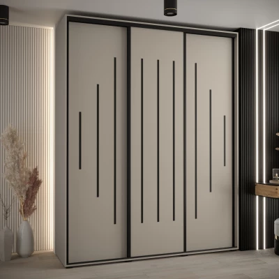 Šatní skříň INDIRA 12 - 200/45 cm, kašmír / černá