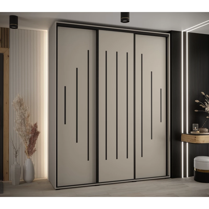 Šatní skříň INDIRA 12 - 200/45 cm, kašmír / černá