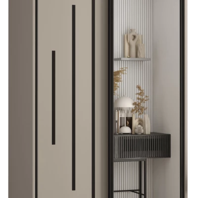 Šatní skříň INDIRA 13 - 120/45 cm, kašmír / černá