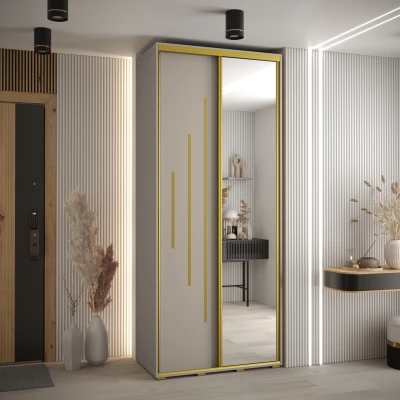 Šatní skříň INDIRA 13 - 120/45 cm, kašmír / zlatá