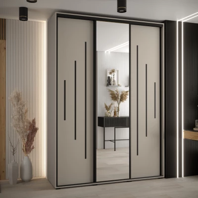 Šatní skříň INDIRA 13 - 170/45 cm, kašmír / černá