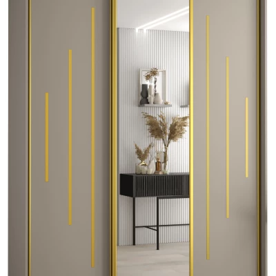 Šatní skříň INDIRA 13 - 180/45 cm, kašmír / zlatá