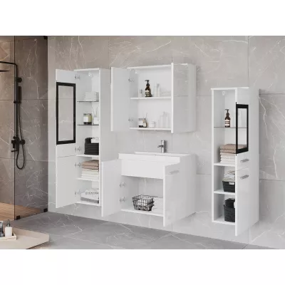 Nábytek do koupelny YUKO 2 - bílá / lesklá bílá + umyvadlo ZDARMA