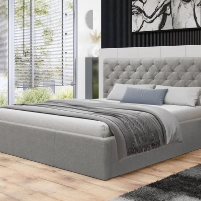 Čalouněná manželská postel s úložným prostorem 180x200 DOZIER - šedá