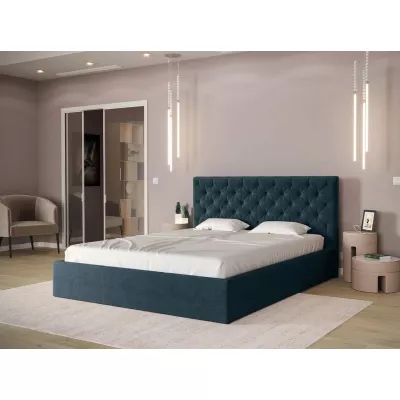 Čalouněná manželská postel s úložným prostorem 180x200 DOZIER - modrá