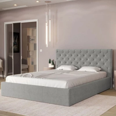 Čalouněná manželská postel s úložným prostorem 160x200 DOZIER - šedá