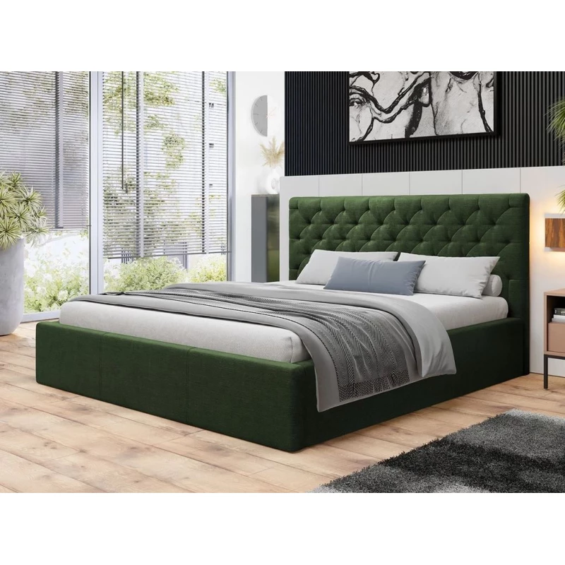 Čalouněná manželská postel s úložným prostorem 160x200 DOZIER - zelená