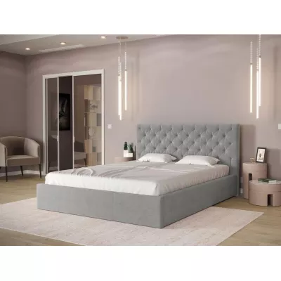 Čalouněná manželská postel s úložným prostorem 140x200 DOZIER - šedá