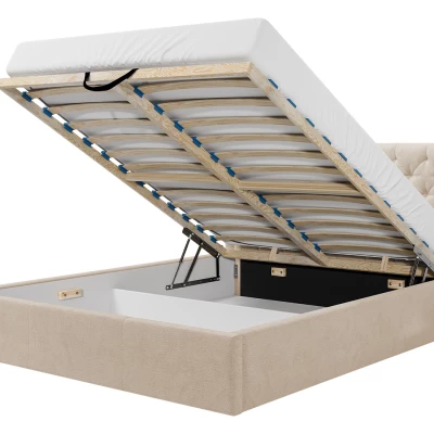 Čalouněná manželská postel s úložným prostorem 140x200 DOZIER - šedá