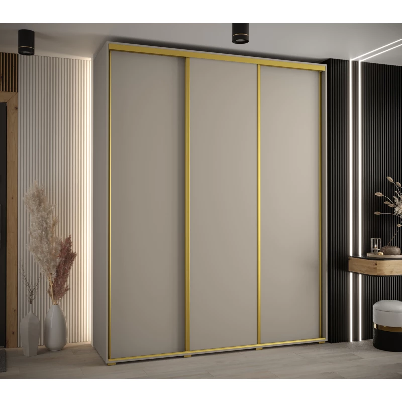 Šatní skříň INDIRA 1 - 200/60 cm, kašmír / zlatá